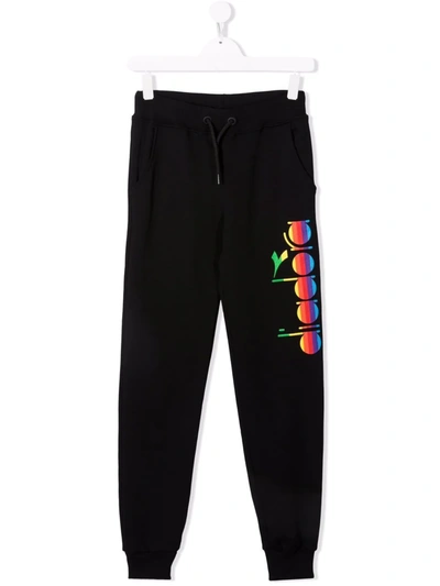 Diadora Junior Kids' Logo Track Trousers In Black