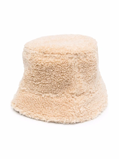 The New Society Kids' Faux-shearling Bucket Hat In Neutrals