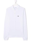 Lacoste Long-sleeve Cotton Polo Top In White