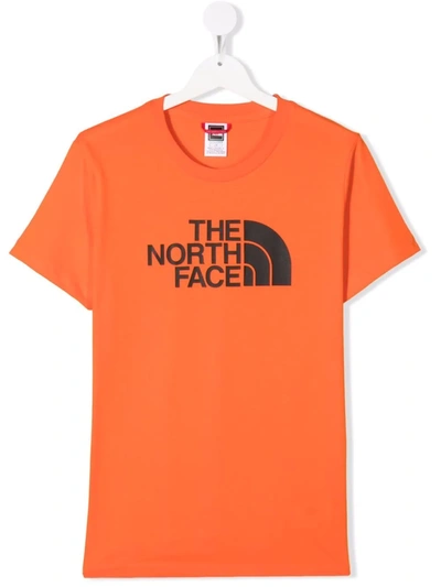 The North Face Kids' Logo-print T-shirt In Orange