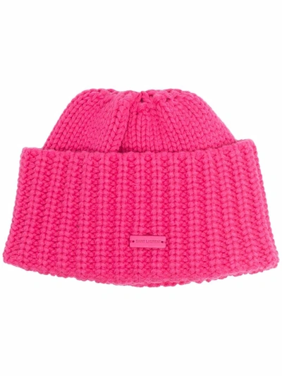 Saint Laurent Rib-knit Cashmere Beanie In Pink