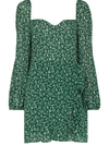 Reformation Cammi Floral-print Minidress In Green