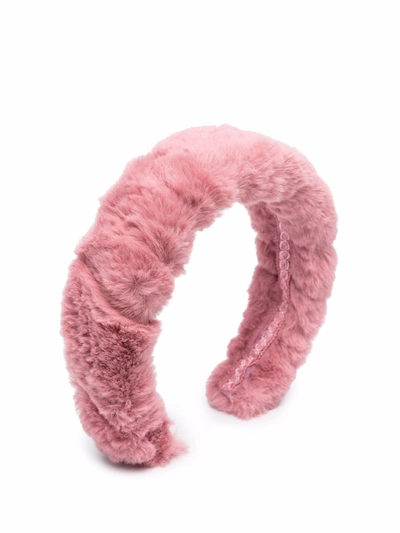Mi Mi Sol Babies' Faux-fur Chunky Headband In 粉色