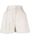 WIDE-LEG STITCH-DETAIL SHORTS