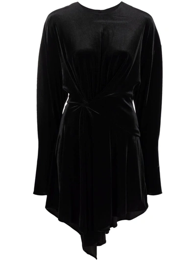 Alexandre Vauthier Asymmetric-hem Velvet Dress In 黑色