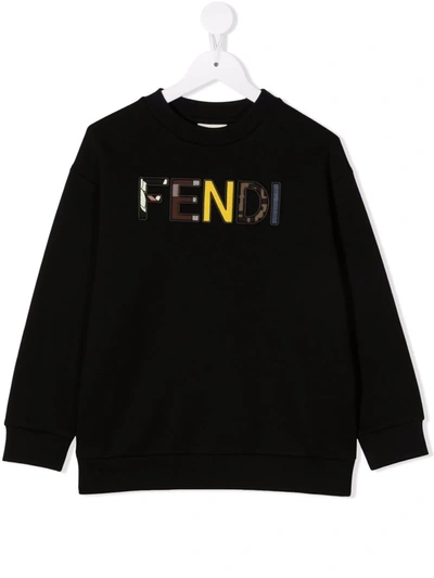 Fendi Kids' Logo Sweatshirt In 黑色