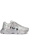 DOLCE & GABBANA HOLOGRAPHIC-EFFECT LACE-UP SNEAKERS