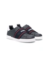 Dolce & Gabbana Teen Logo Slip-on Leather Sneakers In Blue
