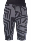 Mcq By Alexander Mcqueen Stretch-design Abstract Print Shorts In Black