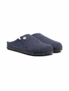 Birkenstock Logo-button Shearling Slippers In Blue