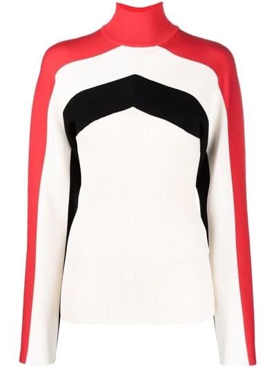 Jil Sander Colour-block Roll-neck Jumper In Weiss