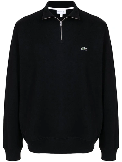 Lacoste Crocodile-embroidered Cotton Sweatshirt In Black 031