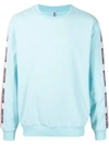 Moschino Logo-tape Crew Neck Sweatshirt In Blau