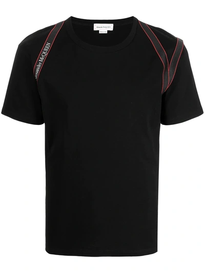 Alexander Mcqueen Men's Logo-tape Harness T-shirt In Nero
