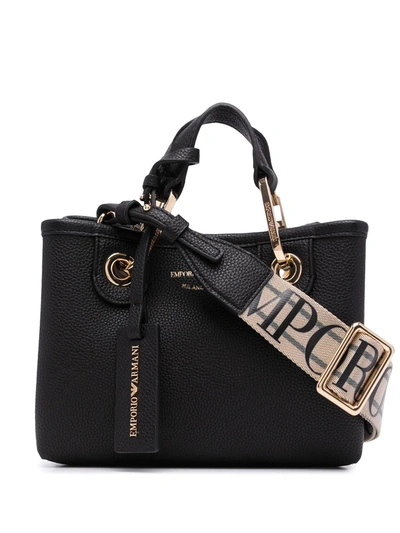 Emporio Armani Embossed-logo Tote Bag In Schwarz