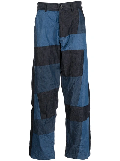 Comme Des Garçons Shirt Patchwork Wide-leg Trousers In Blau