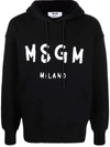 Msgm Logo Print Cotton Hoodie In Schwarz