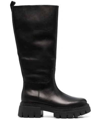Ash Lucky Knee-length Leather Boots In Black