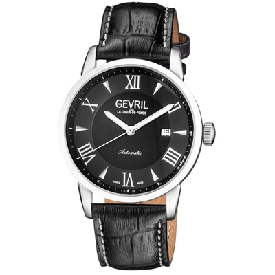 Gevril Five Points Automatic Black Dial Mens Watch 46301 In Black,silver Tone