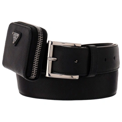 Prada Men's Genuine Leather Belt In Black