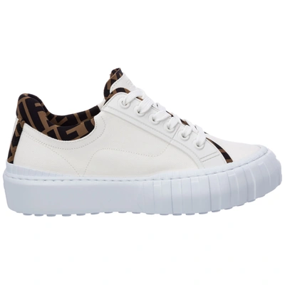 Fendi Force Canvas Sneakers In White