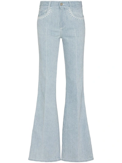 Chloé Embroidered-design Flared Jeans In Blue