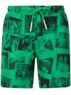 Lacoste X Polaroid Printed Swim Shorts In Green