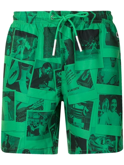 Lacoste X Polaroid Printed Swim Shorts In Green