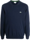 Lacoste Classic Logo-patch Cotton Sweatshirt In Blue