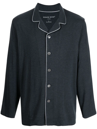 Derek Rose Contrast-trim Pyjama Set In Black