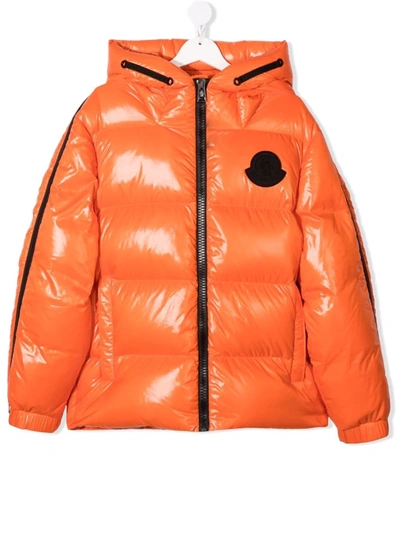 Moncler Kids' Logo-patch Puffer Jacket In Orange