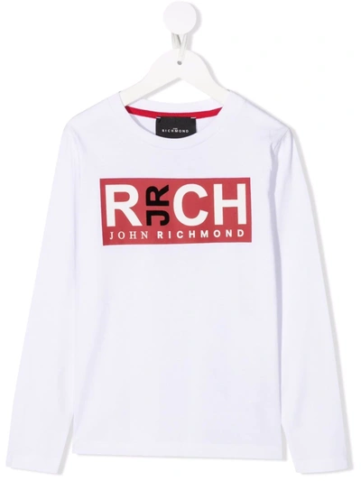 John Richmond Junior Kids' Logo Print T-shirt In White