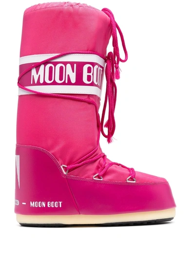 Moon Boot Icon Shell And Faux Leather Snow Boots In Pink