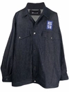 Raf Simons Navy Blue Logo Denim Shirt Jacket In Blau