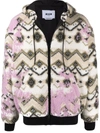 Msgm Geometric Print Hooded Jacket In Weiss