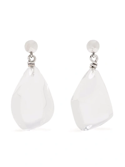 Bottega Veneta Rock Crystal Quartz Drop Earrings In Transparent,silver