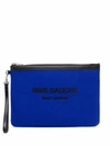 Saint Laurent Logo Lettering Clutch Bag Blue In Blau