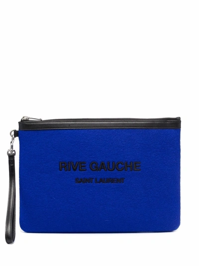 Saint Laurent Logo Lettering Clutch Bag Blue