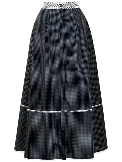Erdem Mervyn Lace-waistband Skirt In Blue