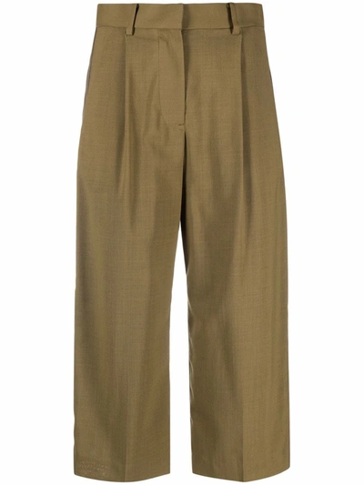 Sacai Wide-leg Cropped Trousers In Camel