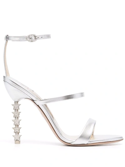 Sophia Webster Rosalind Crystal-star Heel Metallic Leather Sandals In Silver