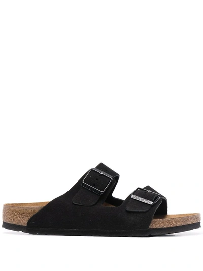 Birkenstock Arizona Faux Patent Leather Sandals In Black