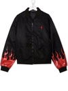 Vision Of Super Flame-print Bomber Jacket In 黑色