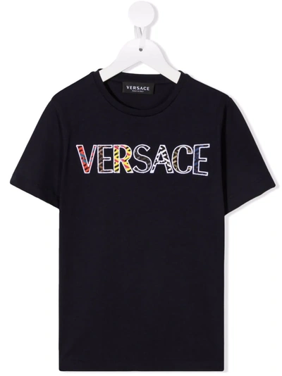 Versace Applique Logo T-shirt In 蓝色