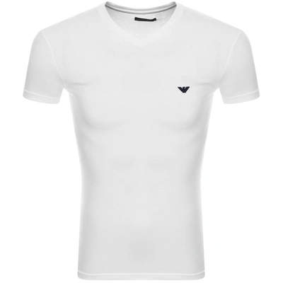 Armani Collezioni Emporio Armani Lounge V Neck Slim Fit T Shirt Whit In White
