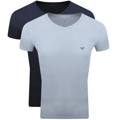 Armani Collezioni Emporio Armani 2 Pack Slim Fit Lounge T Shirts Nav In Navy