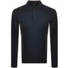 BOSS BUSINESS BOSS PADO 11 LONG SLEEVED POLO T SHIRT NAVY