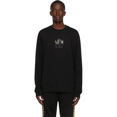 Burberry Deer-embroidered Cotton Sweatshirt In Black