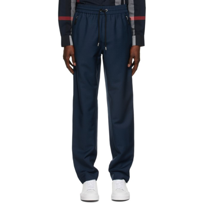 Burberry Blue Mohair Monogram Jogging Lounge Pants In Ink Blue