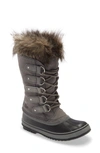 Sorel Joan Of Arctic Faux Fur Waterproof Snow Boot In Quarry/ Black
